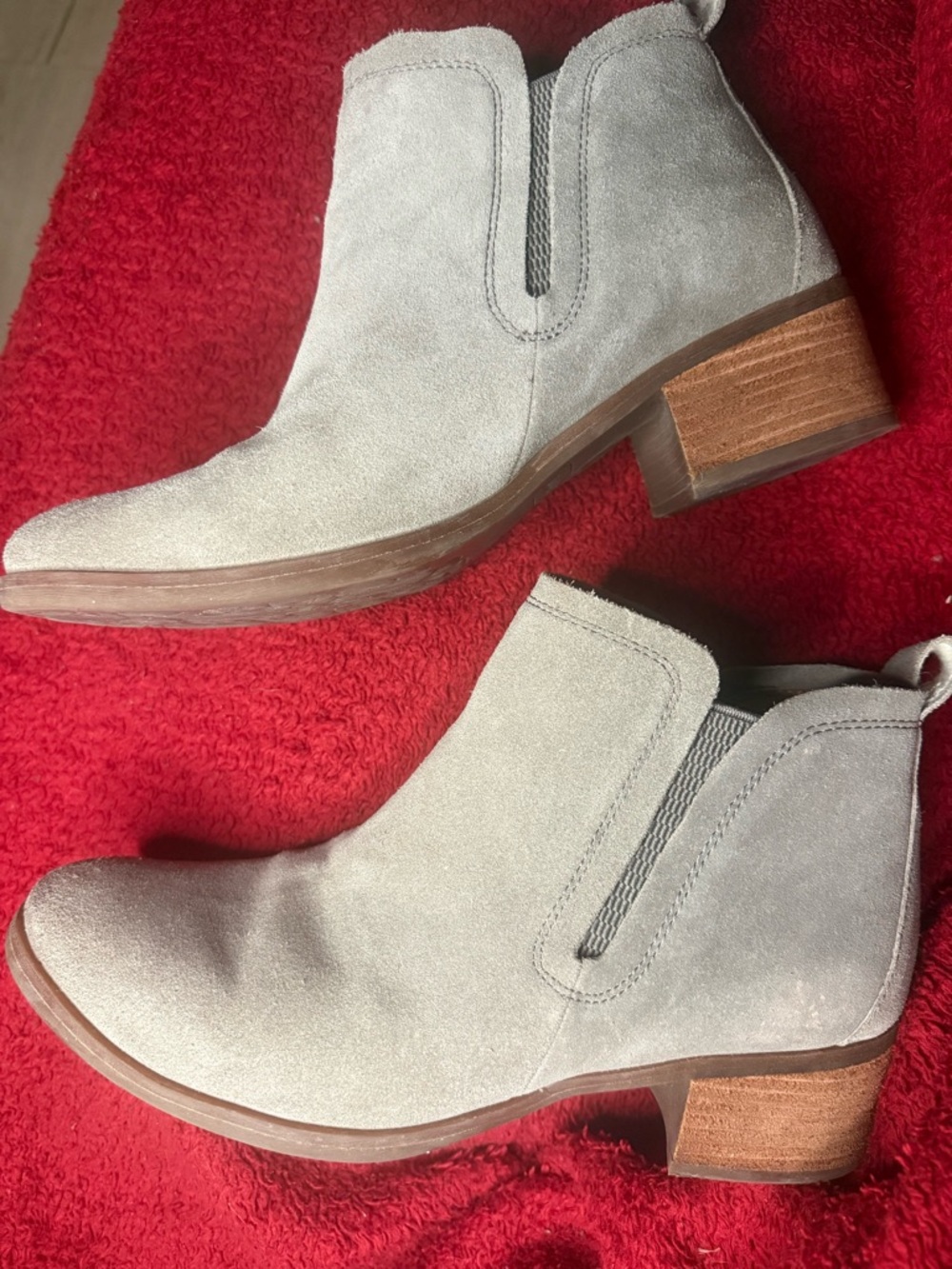 KORKS Suede Ankle Booties in Light Gray - Women's Chelsea Style